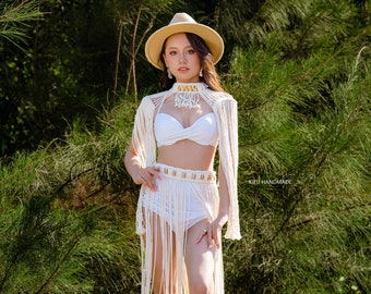 Themis Macrame Shoulder Accessories, Shoulder Piece Tassel Shoulder Accessory Festival Outfit Party Clothing Rave Outfit, Unisex Accessories