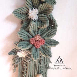 Handmade Flower Macrame Wall Art - Tall Narrow Floral Decor - Vintage Gift for Her