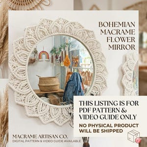 DIY Macrame Flower Mirror - PDF Pattern & Video Tutorial