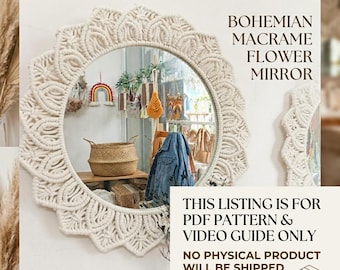 DIY Macrame Flower Mirror - PDF Pattern & Video Tutorial