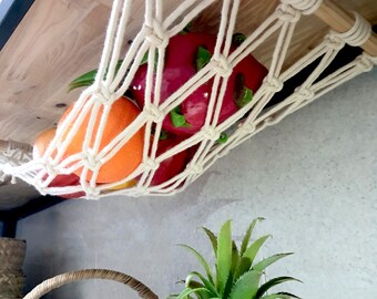 Macrame  fruit hammock under cabinet, Fruit Veggie Hammock, Macrame Hanging Produce Storage, Gift For Mom