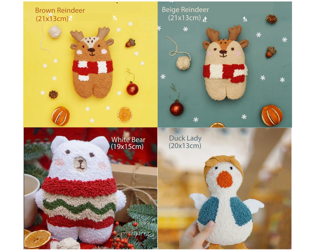 Embroidery Kit Christmas Punch Needle Stuffed Animal KIT DIY Etsy