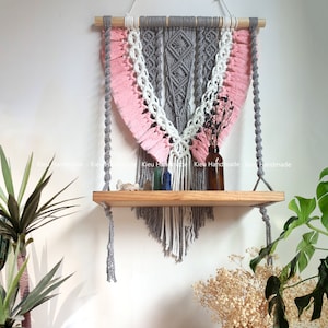 Macrame wall shelf, Bathroom Shelf, Macramé Plant Shelf, Book shelf, Floating shelf, Home decor, Macrame wall hanging, Wall storage shelf