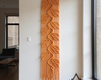 Large Burnt Orange Vertical Wall Art - Perfect Housewarming Gift for Narrow Spaces