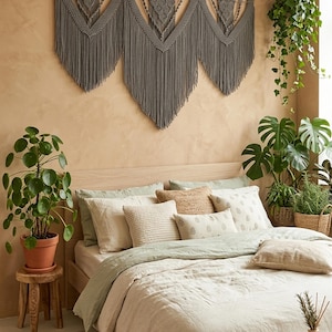 特大マクラメヘッドボード｜モダンな織りウォールアート＆タペストリー｜ボヘミアン風インテリア