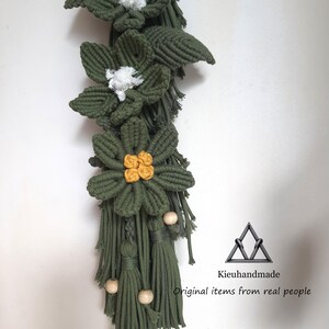 Handmade Flower Macrame Wall Art - Tall Narrow Floral Decor - Vintage Gift for Her image 10