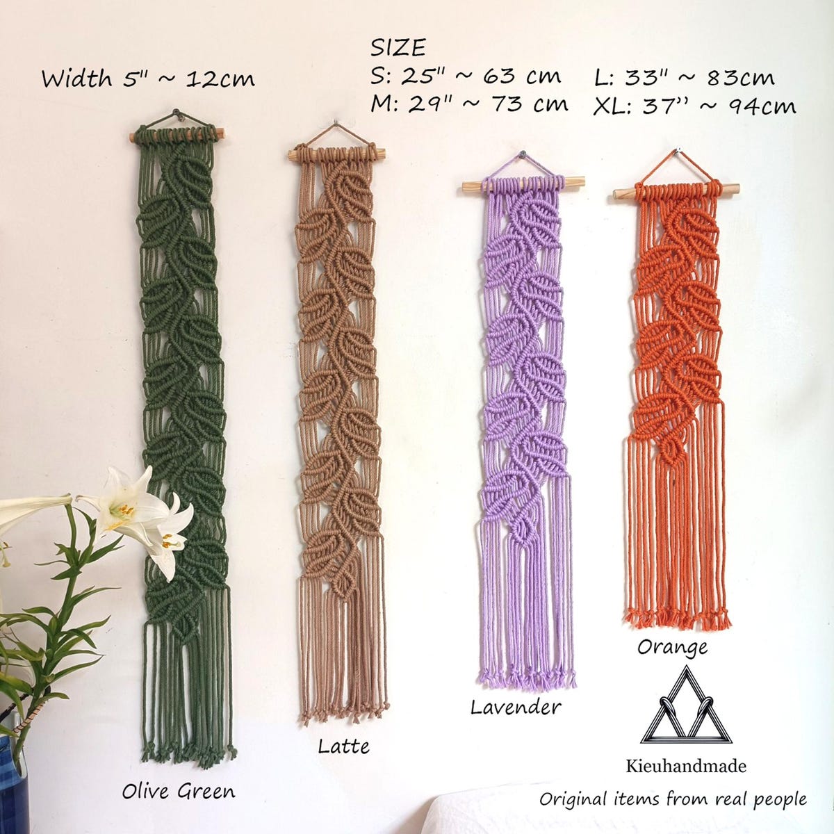Narrow Macrame Wall Art - Textile Wall Hanging With Leaf Design, Handwoven Macrame Leaf Wall Hanging - Nature Tapestry Home Decor - Etsy