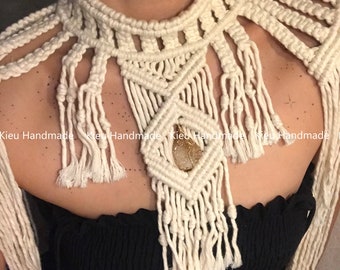 Macrame Shoulder Accessories, Shoulder Piece Tassel Shoulder Accessory Festival Outfit Party Clothing Rave Outfit, Unisex Accessories