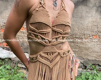 Burning man custom, Burning Man Clothing Women, Macrame dress festival