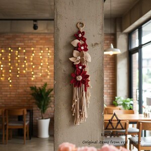 Handmade Flower Macrame Wall Art - Tall Narrow Floral Decor - Vintage Gift for Her image 14