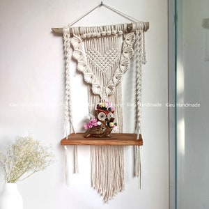 Macrame Wood Shelves, Hanging Shelf Decor, Wall Storage Shelf, Plant Hanger Indoor, Boho Wall Decor, Best Friend Gift, Housewarming Gift