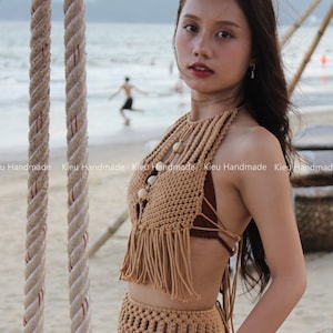 Macrame Top, Boho Crop Top, Festival Outfit, Macrame Dress, Boho Beach Cover Up, Bikini Cover Up, 2 pieces macrame clothing