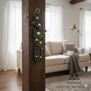 Handmade Flower Macrame Wall Art - Tall Narrow Floral Decor - Vintage Gift for Her image 11