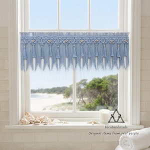 Makramee-Sichtschutzvorhang für die Küchenspüle, maßgefertigter Boho-Halbfenstervorhang über der Spüle, 50 cm kurzer Badezimmer-Café-Vorhang, Dekoration im Landhausstil für Wohnwagen