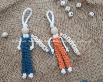 Personalized Macrame Keychain Gift with name, Handmade Baby Shower Gift, Couple Keychain, Colour Best Friend Key Holder