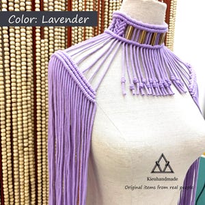 Themis macramé schouderaccessoires, schouderstuk kwastje schouderaccessoire festivaloutfit feestkleding rave-outfit, uniseks accessoires