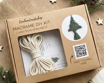 DIY Macrame Christmas Tree Kit (Makes 2) | Holiday Craft Kit for Beginners | 26 Colors | Christmas Ornament Video Tutorial