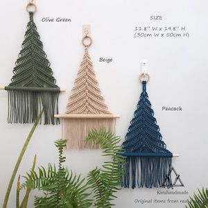 Macrame christmas decorations, Whimsical Macrame Christmas Tree Wall Art - Holiday Decoration for Nature Lovers, festive Home Decor