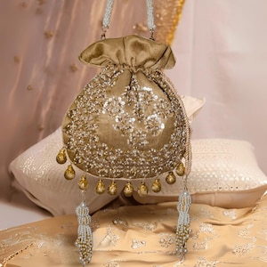 Leela Silk Potli Bag | Wedding Gifting | Designer Bridal Potli | Bridesmaid Potli Bag | Bridal Potli | Bridal Clutch | Indian Wedding Bag