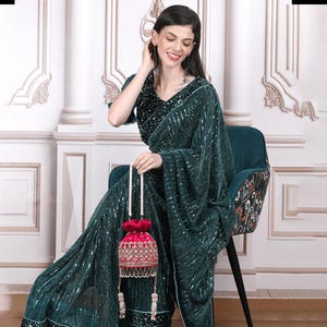 Gulab Zardozi Potli | Bridal Potli Bag | Handmade Evening Bag | Indian/ Pakistani Wedding Day Potli Bag| Wristlet Bag | Designer Potli Bag