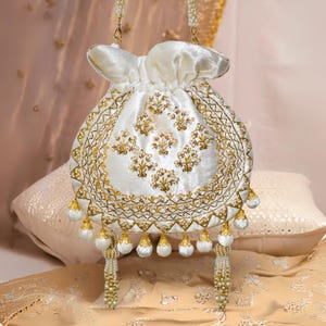 Leela Velvet Potli Bag | Wedding Gifting | Designer Bridal Potli | Bridesmaid Potli Bag | Bridal Potli | Bridal Clutch | Indian Wedding Bag