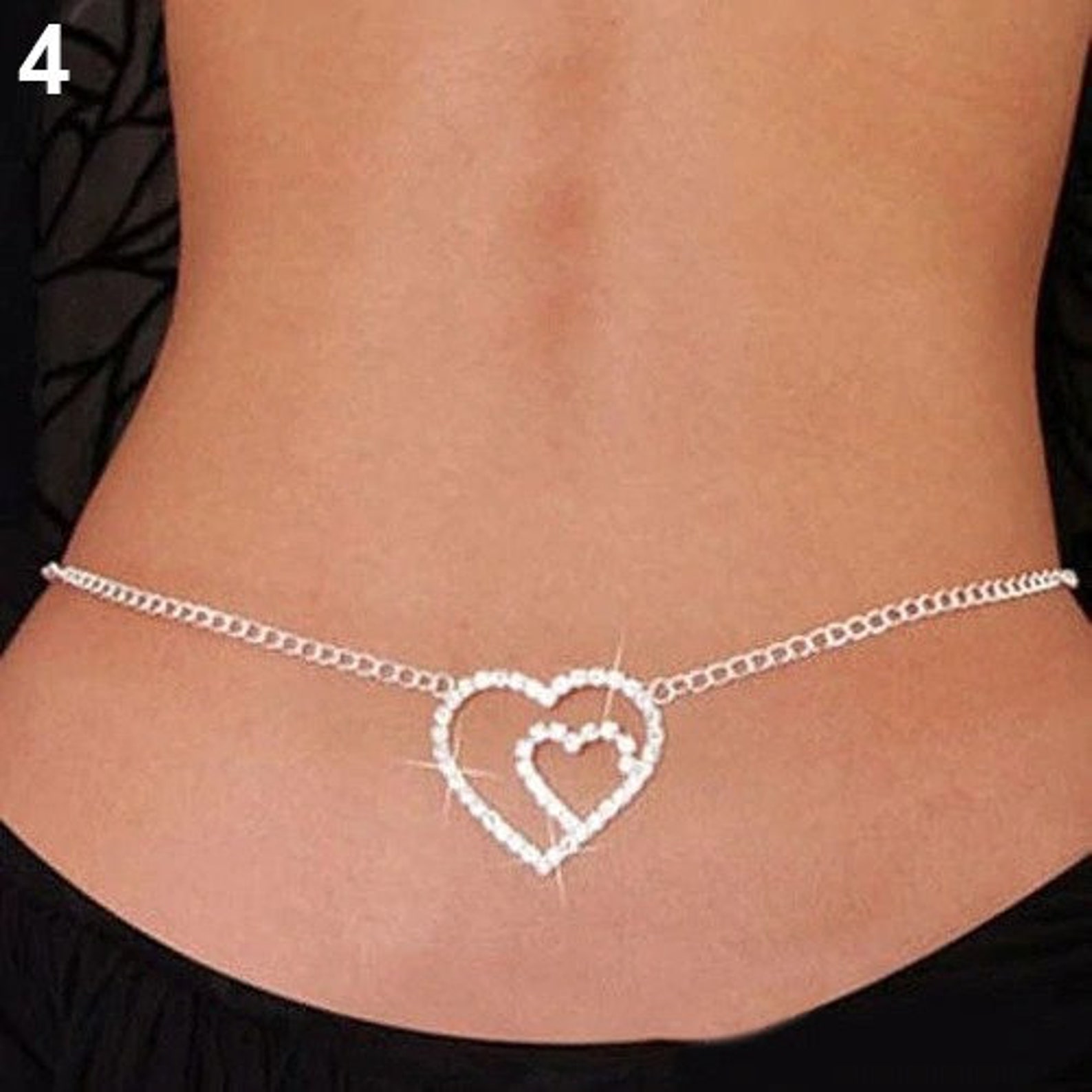 Women Sexy Rhinestone Body Belly Waist Chain Jewelry New For Etsy