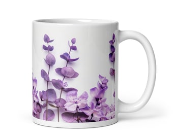 Botanical coffee mug with flower print.  Nature inspired floral print cup. Garden lover gift. Wildflower mug. Flower print coffee mug