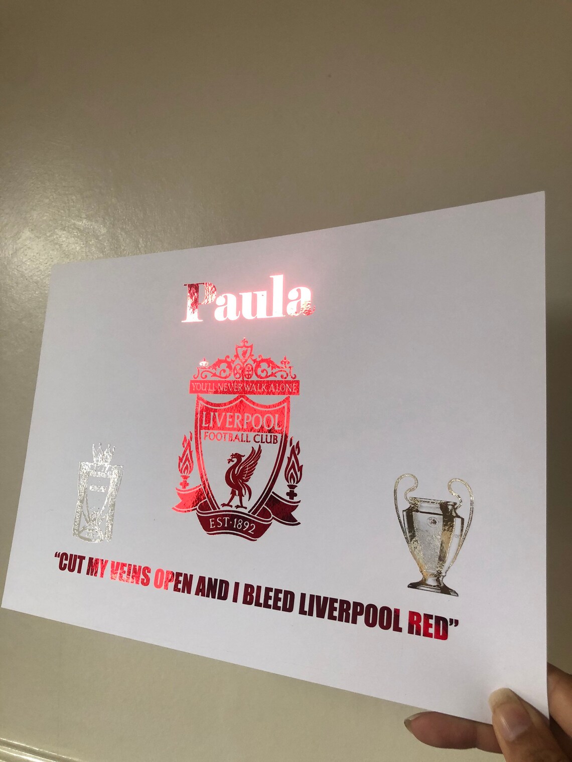 Liverpool Football Club Personalised Foil Print Liverpool - Etsy UK