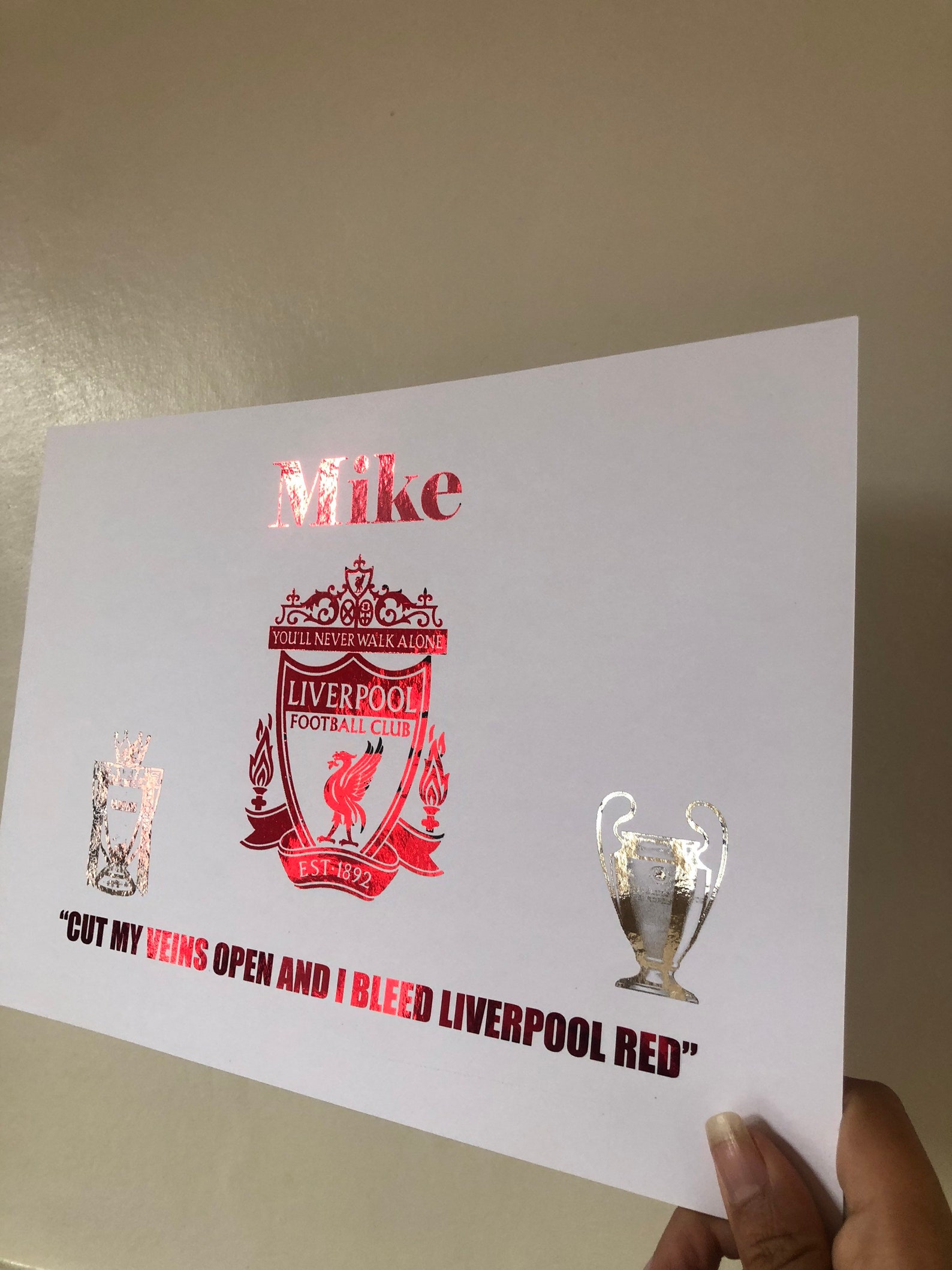 Liverpool Football Club Personalised Foil Print Liverpool - Etsy UK