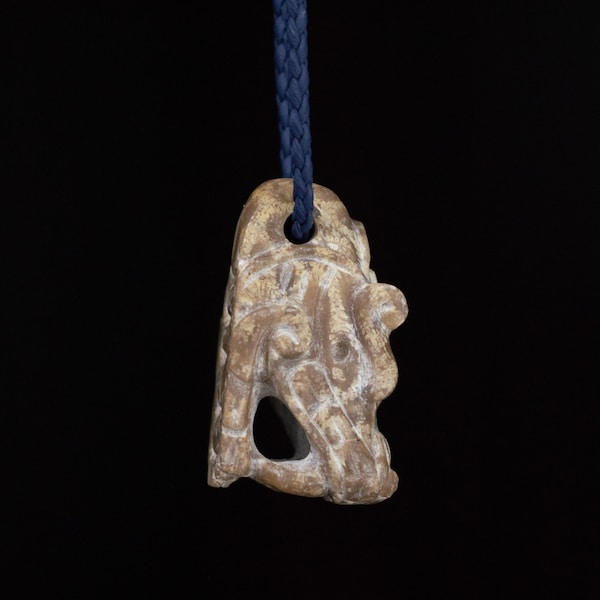Quetzalcoatl in snail fossil Necklace