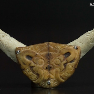 Mayan Bat God (Camazotz) Carved in turtle shell and beef bone