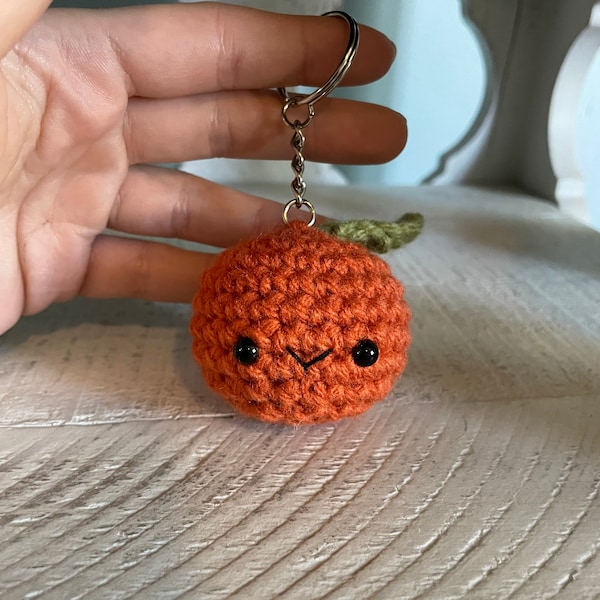 Crochet Orange Keychain Plush Amigurumi Stuffed Toy