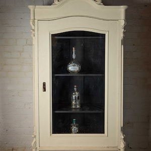 SOLD! Beautiful antique white armoire with nearly black painted interior