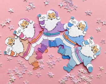 Set of 5 Santa Claus Gift Tags Rainbow | Rainbow Santa poison tags