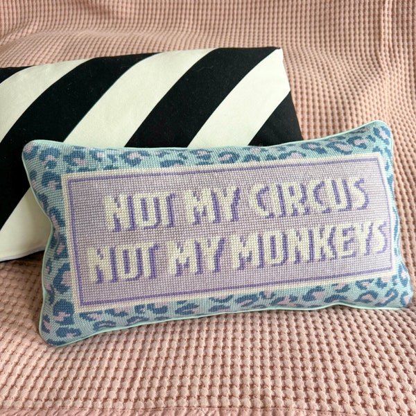 Digital Pattern _Circus_Monkeys_needlepoint pillow