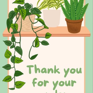 Carte de visite imprimable « Merci pour votre commande » - plantes en pot