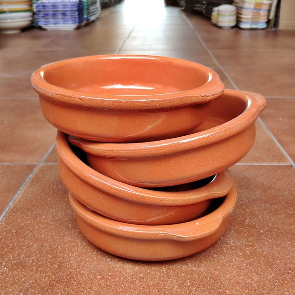 Set of 6 clay pots - Barbecue - Oven - Fire proof - Oven proof - Prawns pil-pil - Clay pots - Dishwasher and microwave - Spain -