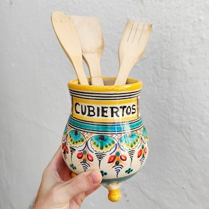 Bote para utensilios de cocina 20cm.8 Pintado a mano España Utensil  holders/canister Utensil pot Porte-ustensiles Spain -  México