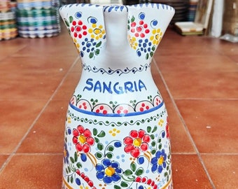 Hand Painted Ceramic Sangria Set 2 Liters 67oz Toledo, Spain Sangria Set  Ceramic Pitcher and Two Cups Sangaree Set 