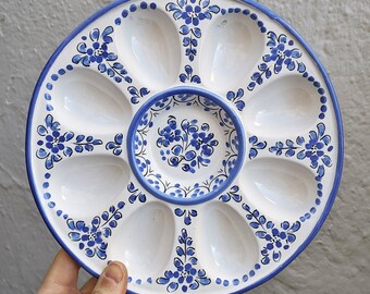 Ceramic egg plate - 24,5 cm. (10") - Toledo (Spain) - Ceramic eggs plate - Eggs tray - deviled eggs - Tableware decoration -