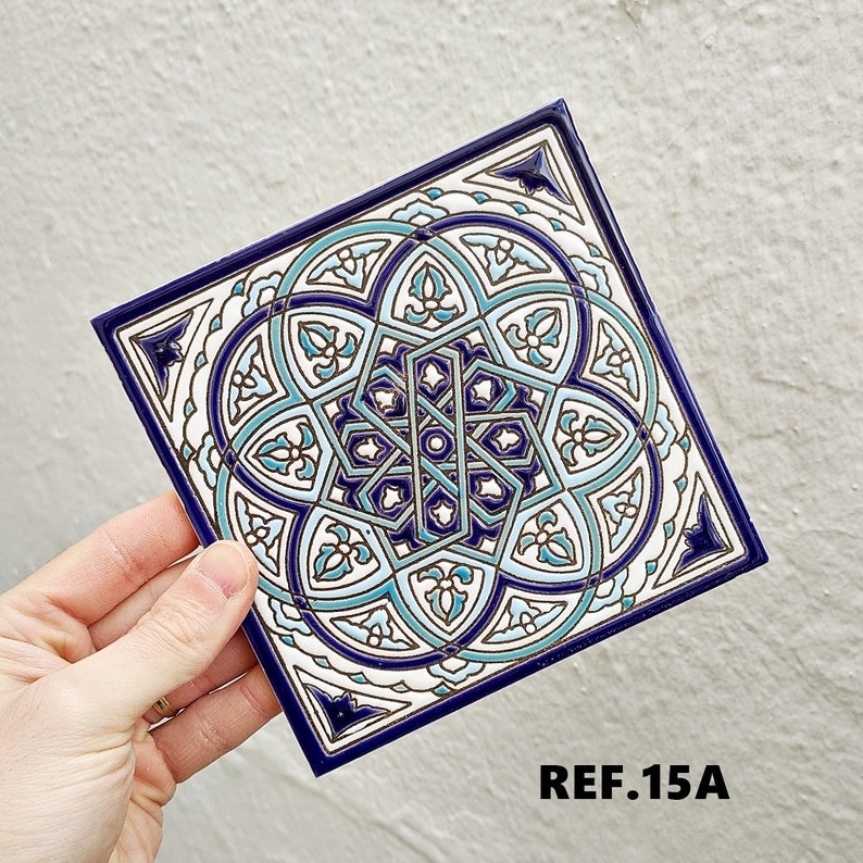 Azulejos de 15cm 6 cerámica andaluza Spanish tiles for DIY, Decorative tiles, mosaic tiles, ceramic tiles, coaster, Spain tiles 15A