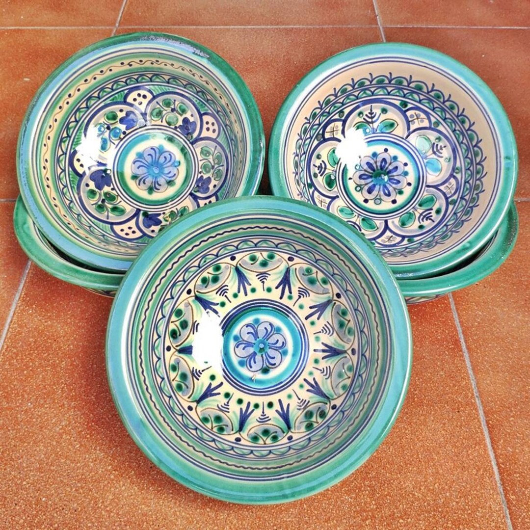 Set of 3 Handpainted Ceramic Bowls 18cm.7 Etsy
