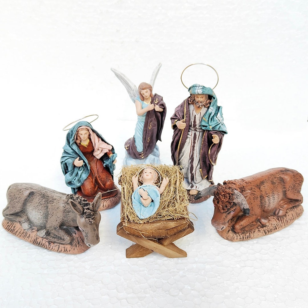 14cm. 5.5 Hand Painted Nativity Scene, Christmas spanish Style Murcia spain Spanish Ceramic