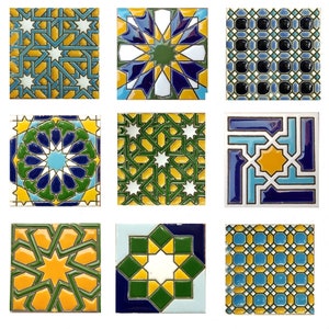 Azulejos de cerámica andaluza 7,5cm 3 , Spanish tiles for DIY, Decorative tiles, mosaic tiles, ceramic tiles, coaster, Spain tiles zdjęcie 1