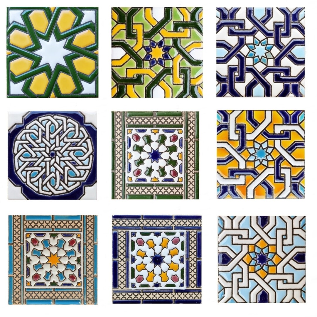 Andalusian Ceramic Tiles 7.5cm 3, Spanish Tiles for DIY, Decorative Tiles, Mosaic Tiles, Ceramic