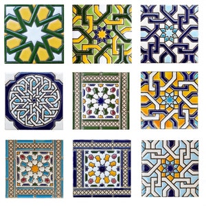 Andalusian ceramic tiles - 7.5cm (3"), Spanish tiles for DIY, Decorative tiles, mosaic tiles, ceramic tiles, coaster, Spain tiles