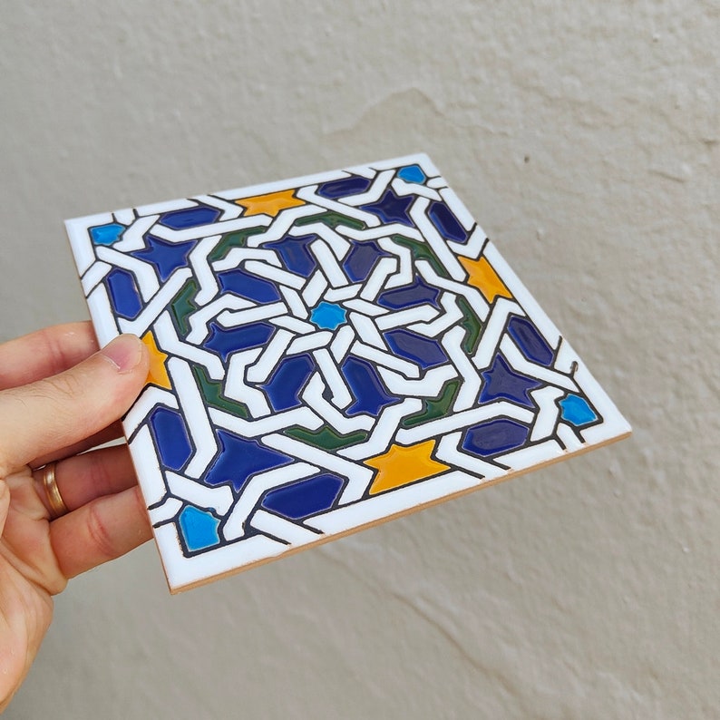 Azulejos de 15cm 6 cerámica andaluza Spanish tiles for DIY, Decorative tiles, mosaic tiles, ceramic tiles, coaster, Spain tiles zdjęcie 5
