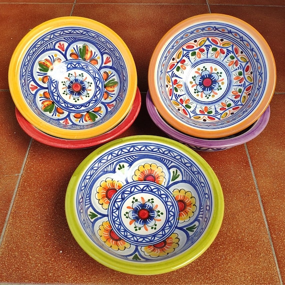 Set di 3 ciotole in ceramica dipinte a mano 18cm.7 Adatto per microonde e  lavastoviglie Senza piombo Ciotole in ceramica dipinte a mano - Etsy Italia
