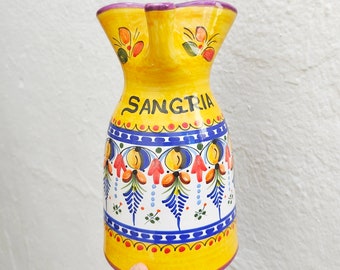 Pichet à Sangria peint à la main, céramique, décoration "Jaune" - 26 cm.(10") - Tolède (Espagne) - Pichet à Sangria - Pot Sangaree -