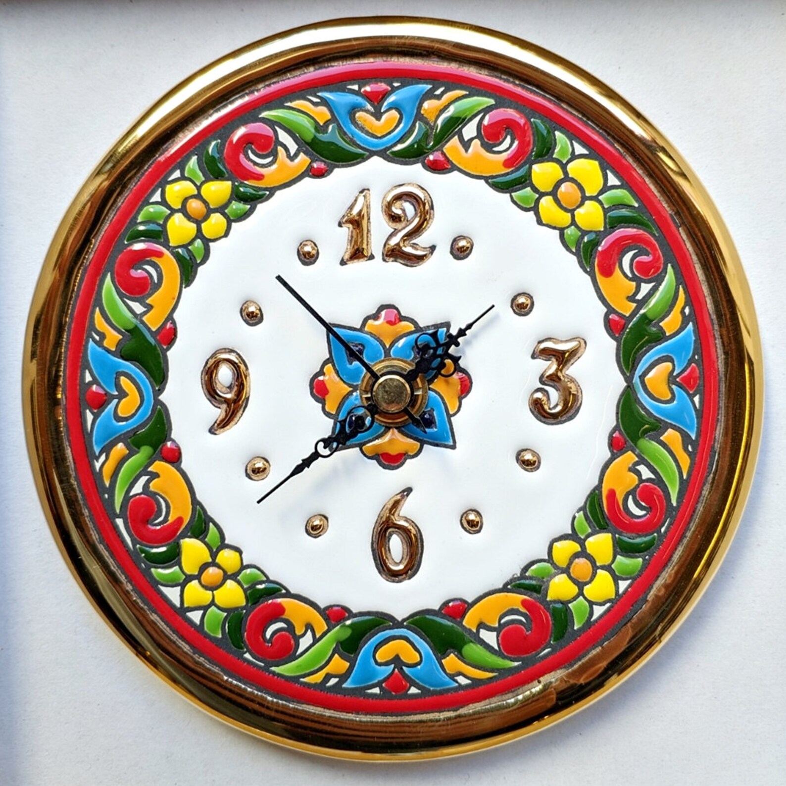Spanish ceramic clock 15cm.6 enameled by hands Etsy